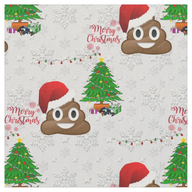 fröhliche Weihnachtspoo Emoji Stoff (Nahaufnahme)
