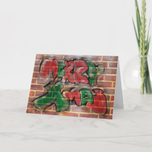 Fröhliche Weihnachtsrote grüne Graffiti Feiertagskarte