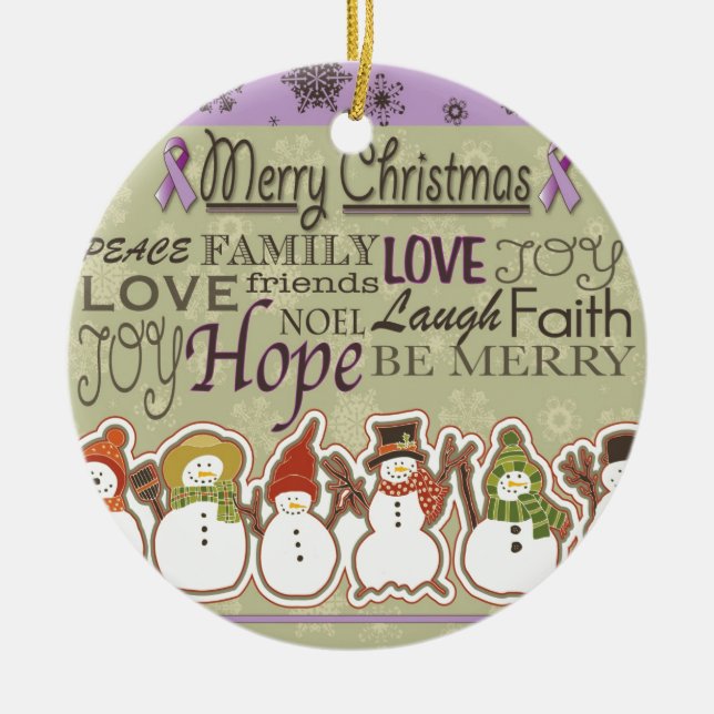 Fröhliche WeihnachtsSchneemänner Keramikornament (Vorne)