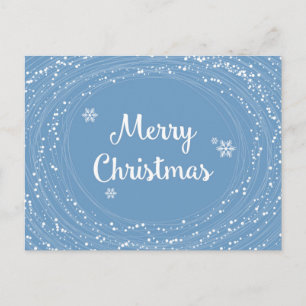 Fröhliche Weihnachtsschneestars Blau Weiß Feiertagspostkarte