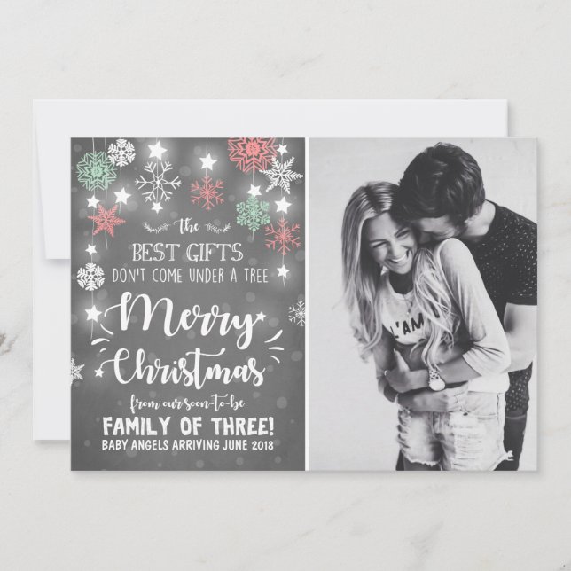 Fröhliche Weihnachtsschwangerschaftsankündigung Feiertagskarte (Vorderseite)