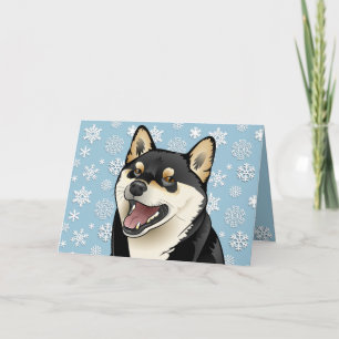 Fröhliche Weihnachtsschwarzes Shiba Inu Feiertagskarte