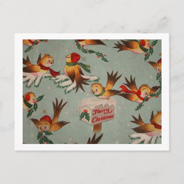 Fröhliche Weihnachtssparrows Feiertagspostkarte (Vorderseite)