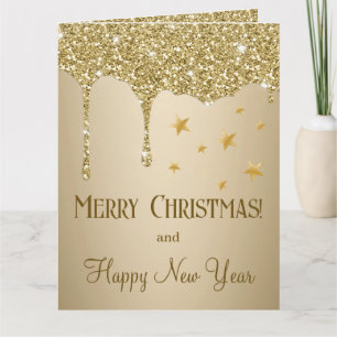Fröhliche Weihnachtssterne Schmelzendes Gold Glitt Karte