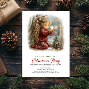 Fröhliche Weihnachtsszene Mädchen Klassische Weihn Einladung