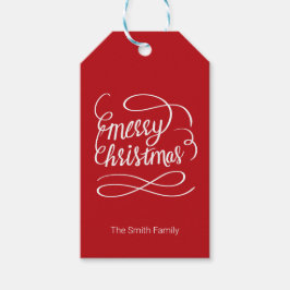 Fröhliche Weihnachtstypografie Hand Lettering Geschenkanhänger