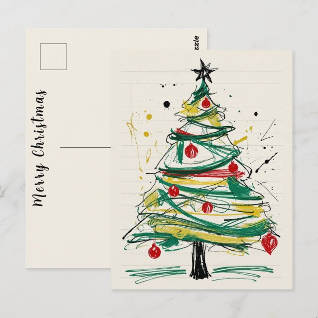 Fröhliche Weihnachtswünsche erfüllt von Freude und Postkarte (Vorne/Hinten)