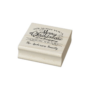 Fröhliche Weihnachtswünsche Kundenname Gummistempel