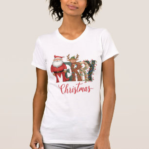 Fröhliche Weihnachtszeichen-Buchstaben Santa & R T-Shirt