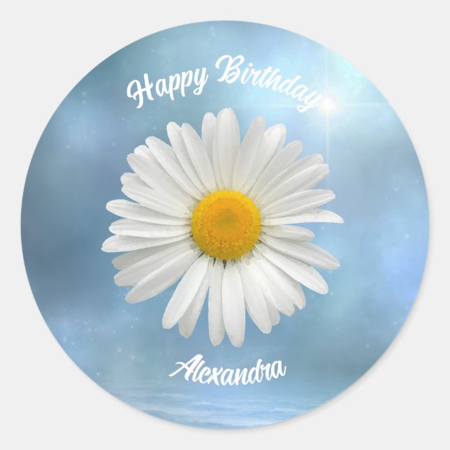 fröhliche Weiße Daisy Runder Aufkleber (Vorderseite)