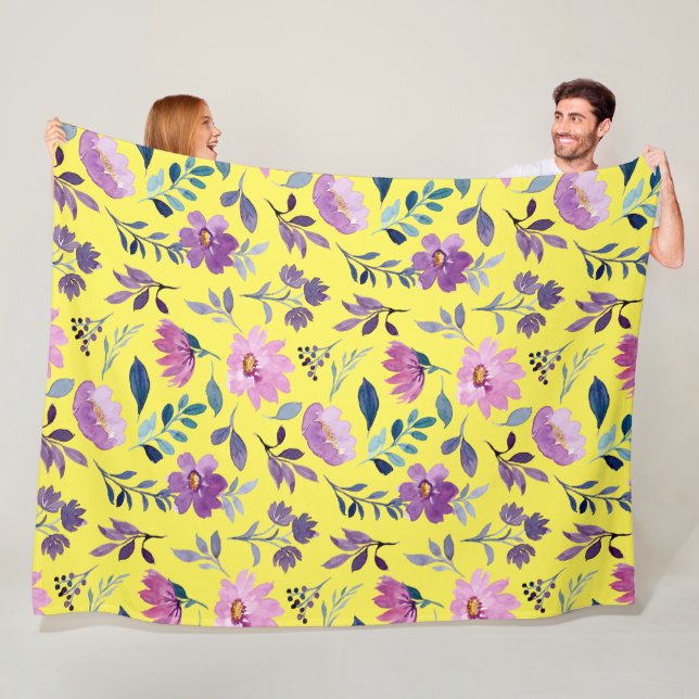 Fröhliche Wildblume Muster Sommer hell gelb Fleecedecke (Beispiel)