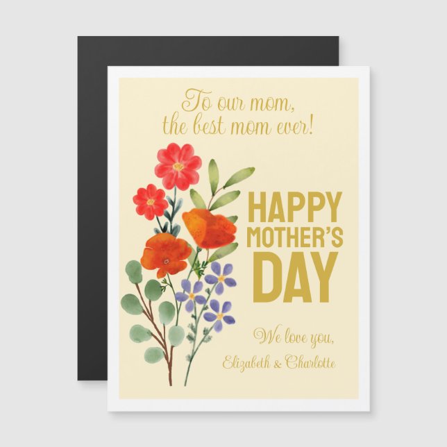 Fröhliche Wildblumen zum Muttertag für unsere Mama Magnetkarte (Vorne/Hinten)