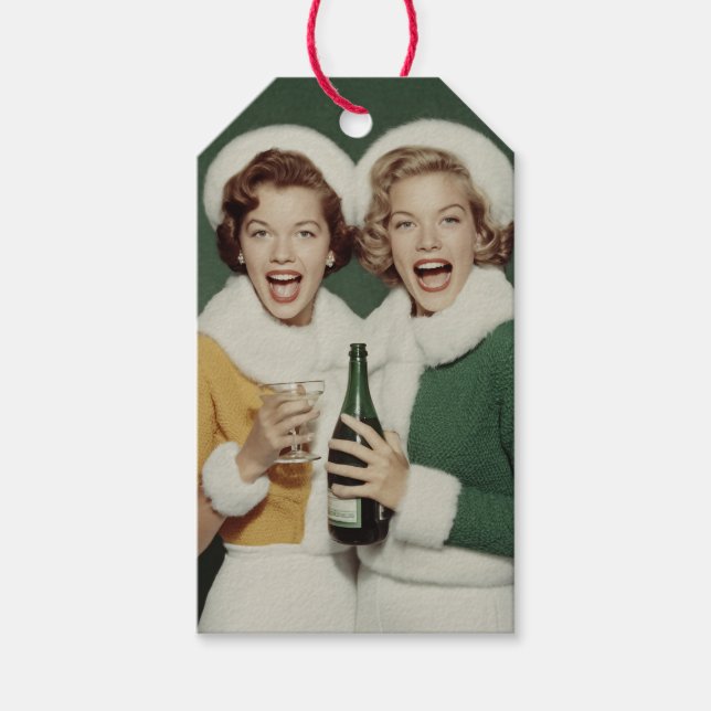 Fröhliche Winter-Champagner-Feier Geschenkanhänger (Vorderseite)