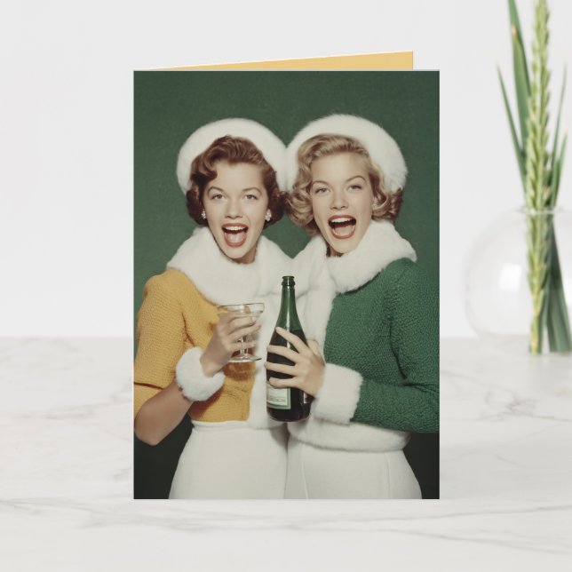 Fröhliche Winter-Champagner-Feier Karte (Vorderseite)