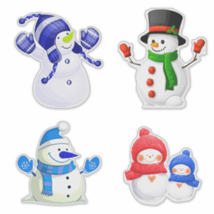 Fröhliche Winter Schneemann Sammlung Aufkleber