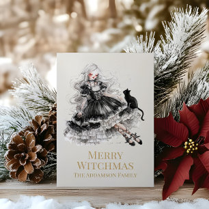 Fröhliche Witchmas-Gothik-Hexe-Weihnachtskarte Feiertagskarte