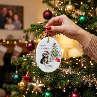 Fröhliche Woofmas Erste Weihnachten Haustier Welpe Keramik Ornament