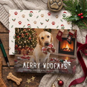 Fröhliche Woofmas-Hund lustige Foto Weihnachten