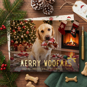 Fröhliche Woofmas-Hund lustige Foto-Weihnachten Folien Feiertagskarte