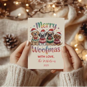 Fröhliche Woofmas Hunde-Weihnachten Feiertagskarte