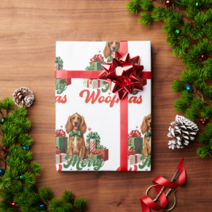 Fröhliche Woofmas Hunde Weihnachten Vintage Gesche Geschenkpapier