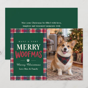 Fröhliche Woofmas-Tartan-Hunde-Foto-Weihnachten Feiertagskarte