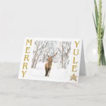 Fröhliche Yule-Waldszene gefaltete Grußkarte