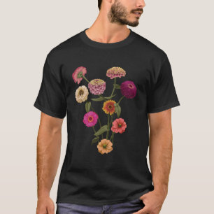 Fröhliche Zinnien-Wildblumen im handgemalten Stil T-Shirt