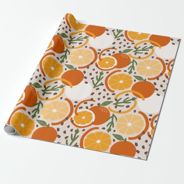 Fröhliche Zitrusfrüchte & Konfetti Retro-Küche Geschenkpapier (Ungerollt)