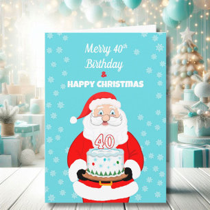 Fröhlichen 40. Geburtstag Weihnachten Santa Karte