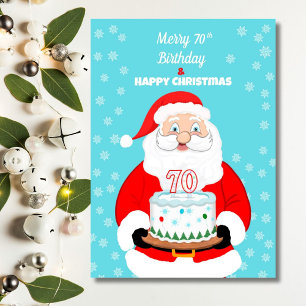 Fröhlichen 70. Geburtstag Weihnachten Santa Karte