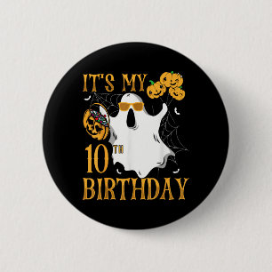 Fröhlichen Halloween 10. Geburtstag Lustig 10 Jahr Button