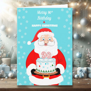 Fröhlichen Weihnachten zum 90. Geburtstag Santa Karte