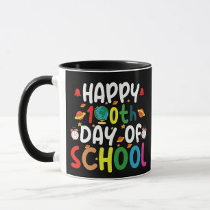 Fröhlicher 100. Schultag Lehrer Schüler Tasse