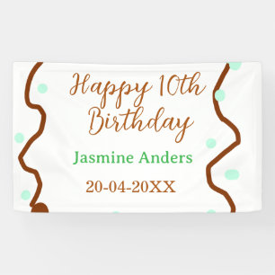 Fröhlicher 10. Geburtstag grüne pastellfarbene bra Banner