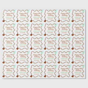 Fröhlicher 10. Geburtstag grüne pastellfarbene bra Geschenkpapier