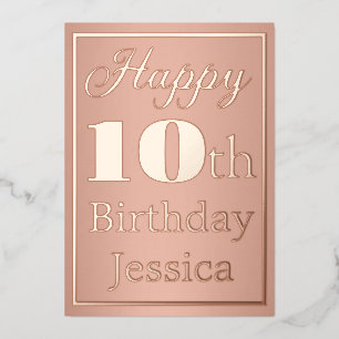 Fröhlicher 10. Geburtstag Pink Gold Girly Ten Folieneinladung