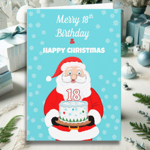 Fröhlicher 18. Geburtstag Weihnachten Santa Karte