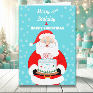 Fröhlicher 20. Geburtstag Weihnachten Santa Karte