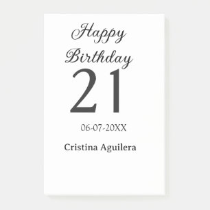 Fröhlicher 21. Geburtstag fett gedruckter einfache Post-it Klebezettel