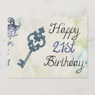 Fröhlicher 21. Geburtstag Victorian Key Postkarte