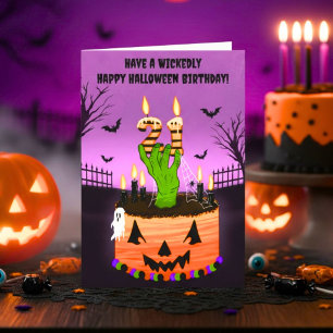 Fröhlicher 21. Halloween-Geburtstag Gruselkuchen Karte