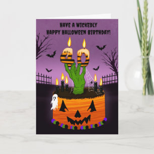 Fröhlicher 40. Halloween-Geburtstagskuchen Gruselk Karte
