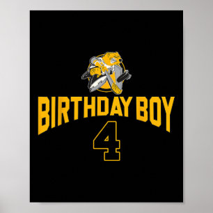 Fröhlicher 4. Geburtstag Junge Hockey Bär Eishocke Poster
