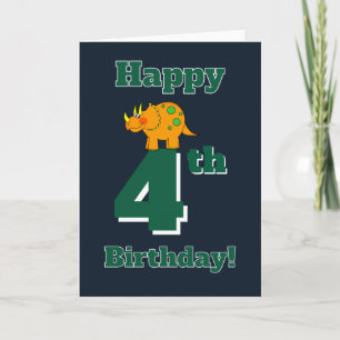 Fröhlicher 4. Geburtstag Triceratops Dinosaurier S Karte