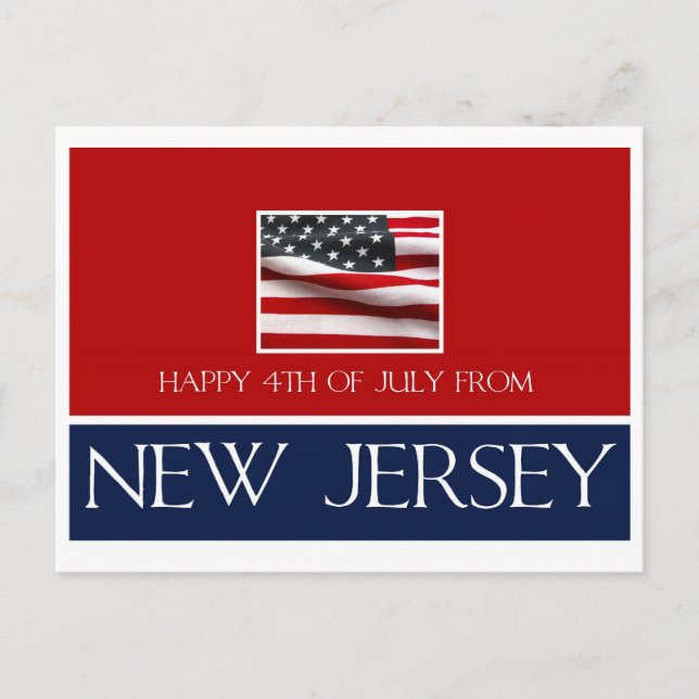 fröhlicher 4. Juli aus New Jersey Postkarte (Vorderseite)