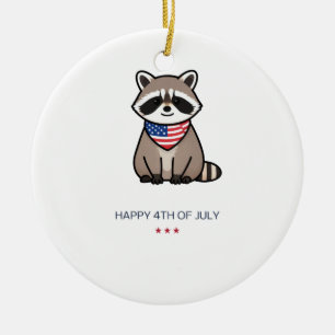 Fröhlicher 4. Juli Patriotischer Waschbär Kunst Keramik Ornament