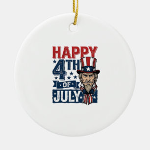 Fröhlicher 4. Juli Vintage-Patriotisches-Onkel-Shi Keramik Ornament
