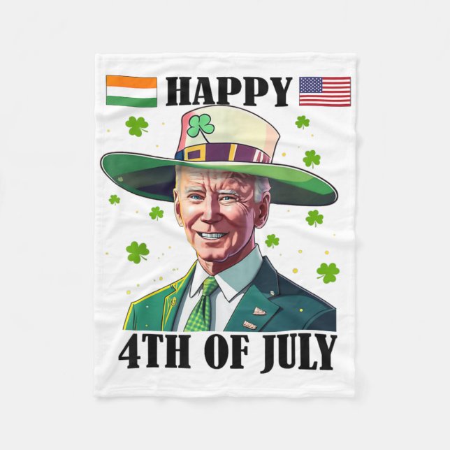 Fröhlicher 4. Ostern Lustiger Joe Biden St Patrick Fleecedecke (Vorderseite)