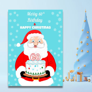 Fröhlicher 60. Geburtstag Weihnachten Santa Claus Karte